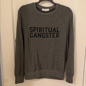 Spiritual Gangster Charcoal Crewneck Sweatshirt with Black Logo
